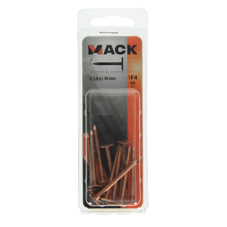 Mack 1019643 - schalienagel koper 30 gr 3,0 x 40mm | 10 stuks