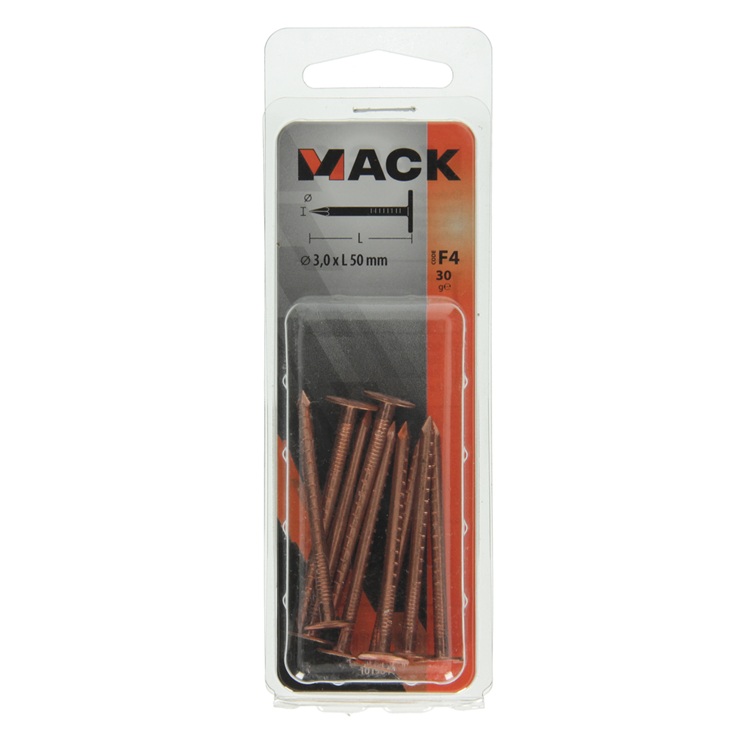 Mack 1019644 - schalienagel koper 30 gr 3,0 x 50mm | 10 stuks
