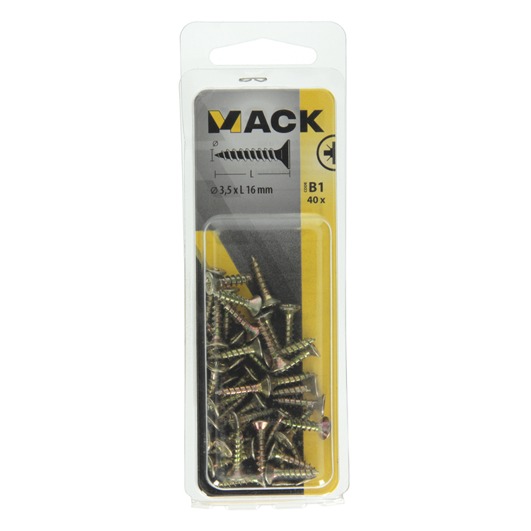 Mack 1017222 - spaanplaatschroef vz kop geelverz.40 st 3,5 x 16 mm | 10 stuks