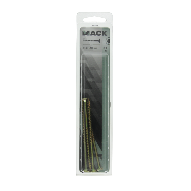 Mack 1017318 - spaanplschr.vzkop-zelfb. geelverz. 4 st 5,0 x 100 mm | 5 stuks
