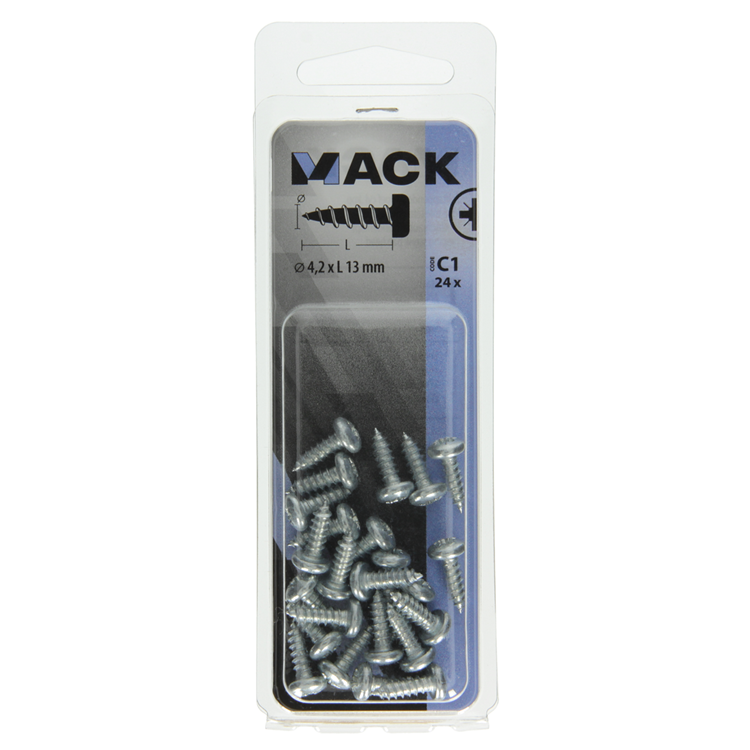 Mack 1017446 - zelftappende schroef cyl kop verz. 24st 4,2 x 13 mm | 10 stuks