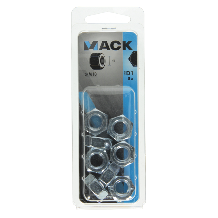 Mack 1017678 - zeskant moer staal verzinkt 8st m 10 | 10 stuks