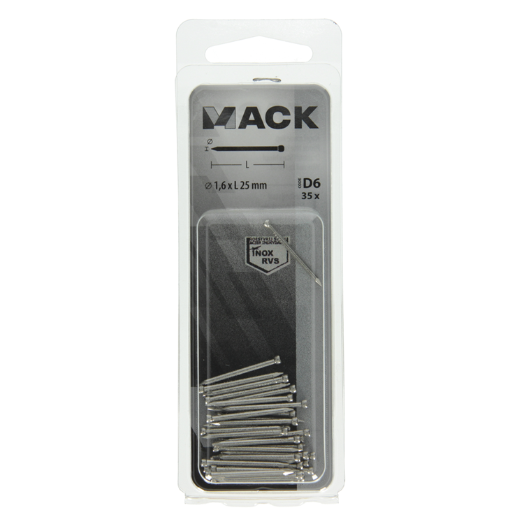 Mack 1019890 - nagel ronde kop inox a2 35 st 1,6 x 25 mm | 10 stuks
