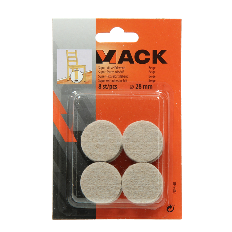 Mack 1047683 - super-vilt zelfklevend beige ø 28 mm 8 st pcs | 12 stuks