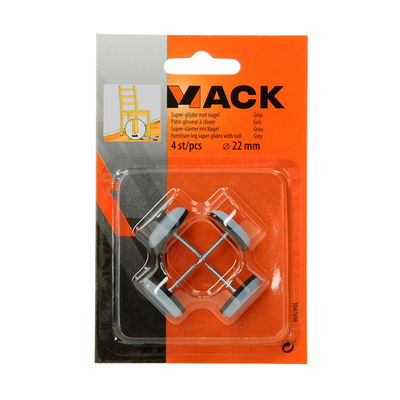 Mack 1047696 - super-glijder met nagel grijs ø 22 mm 4 st pcs | 6 stuks