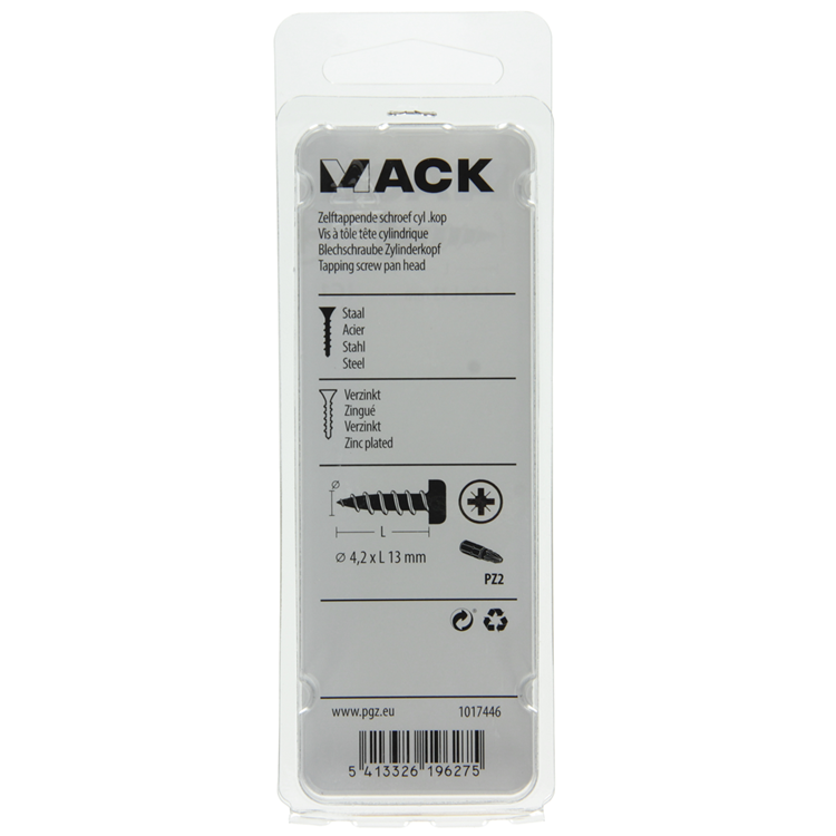 Mack 1017446 - zelftappende schroef cyl kop verz. 24st 4,2 x 13 mm | 10 stuks