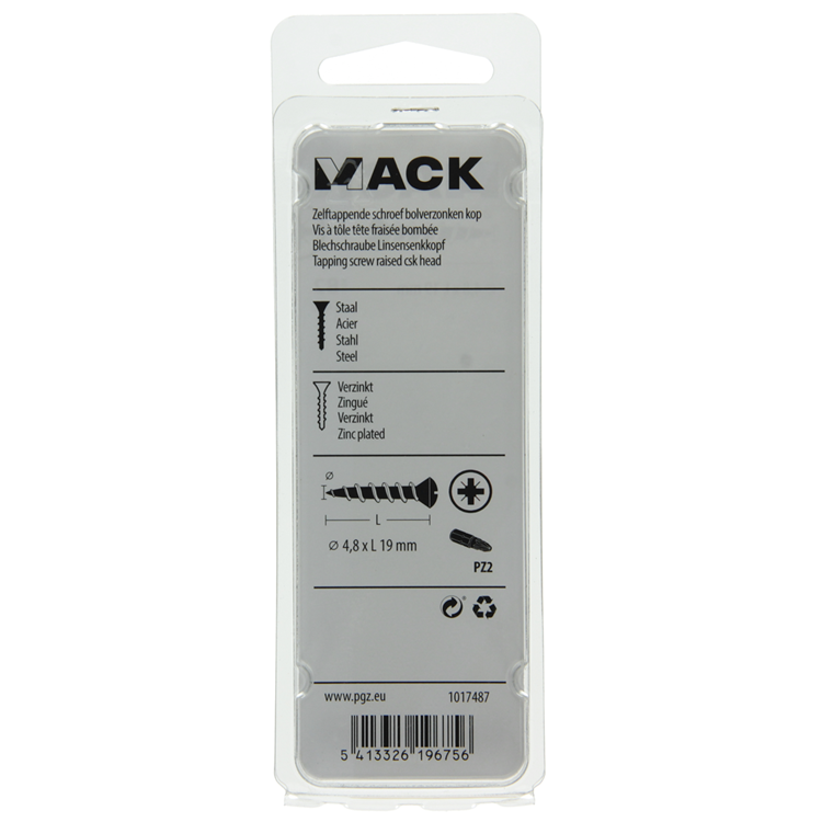 Mack 1017487 - zelftappende schroef bvk verz.14 st 4,8 x 19 mm | 10 stuks