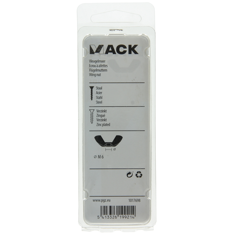 Mack 1017698 - vleugelmoer staal verzinkt 5 st m6 | 10 stuks