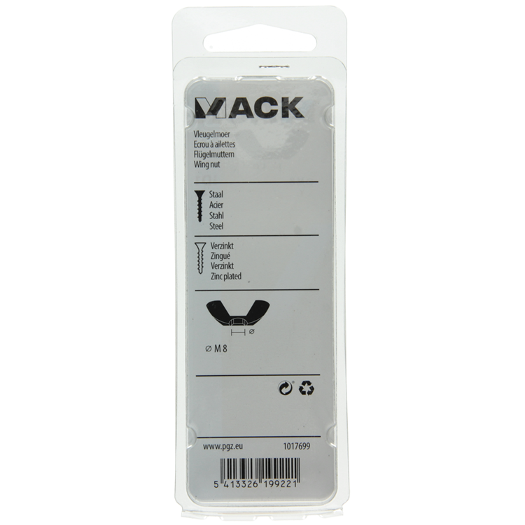 Mack 1017699 - vleugelmoer staal verzinkt 4 st m8 | 10 stuks