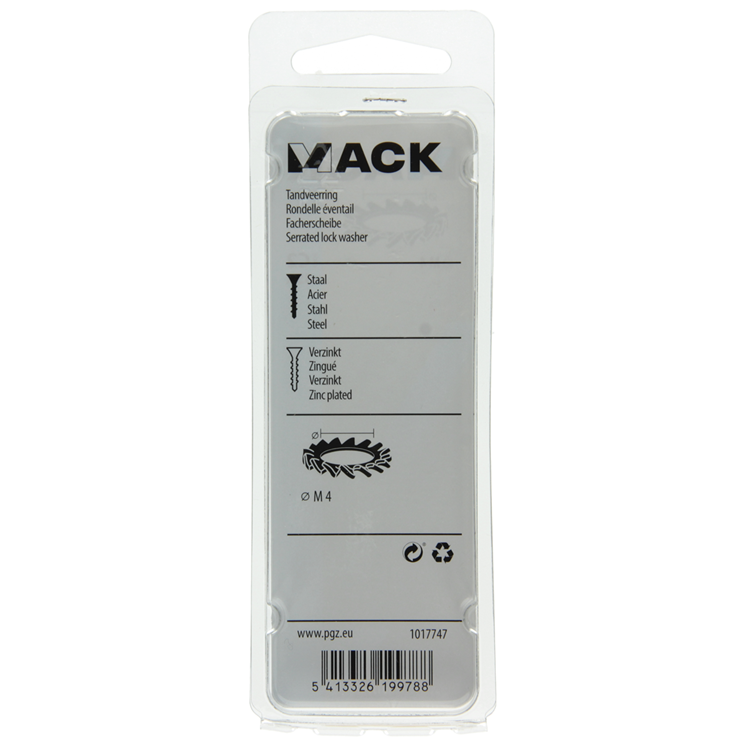 Mack 1017747 - tandveerring staal verzinkt 35 st m4 | 10 stuks