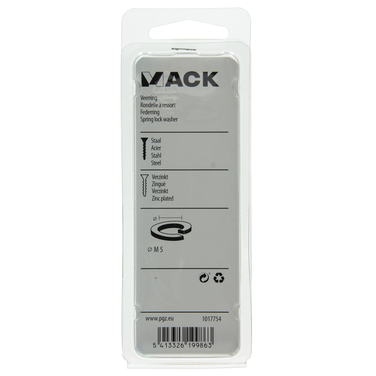 Mack 1017754 - veerring staal verz. 50st m5 | 10 stuks