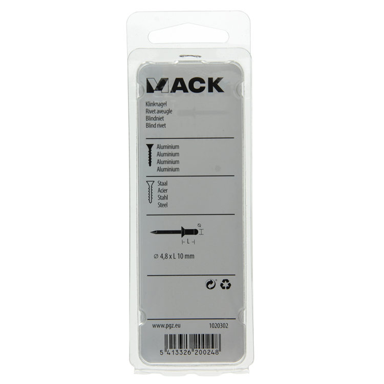 Mack 1020302 - 28 blindnieten alu 4,8x10mm | 5 stuks
