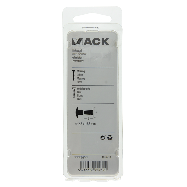 Mack 1019713 - klinknagel messing 12 st 2,7 x 6,5mm | 10 stuks