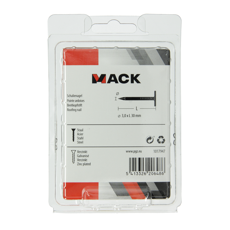 Mack 1017947 - schalienagel staal verzinkt 250 gr 3,0 x 30 mm | 5 stuks