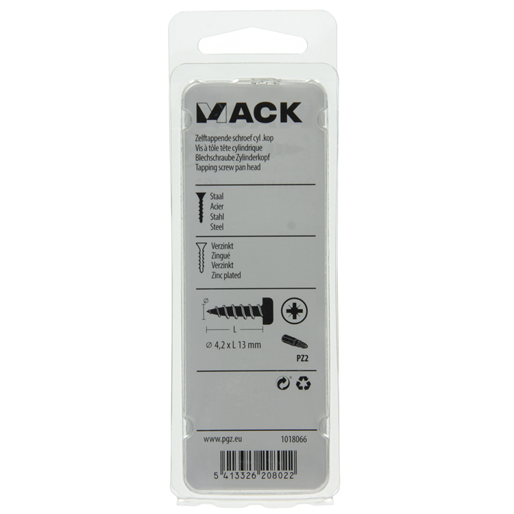 Mack 1018066 - zelftappende schroef cylkop verz. 60 st 4,2 x 13 mm | 5 stuks