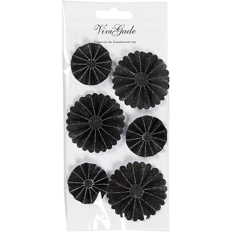 Https: www.cchobby.nl rosettes-d-35-50-mm-zwart-glitter-6-stuk-1-doos