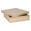 Playwood houten kist vierkant met losse deksel - opbergbox bruin 20x20x5,7 cm.
