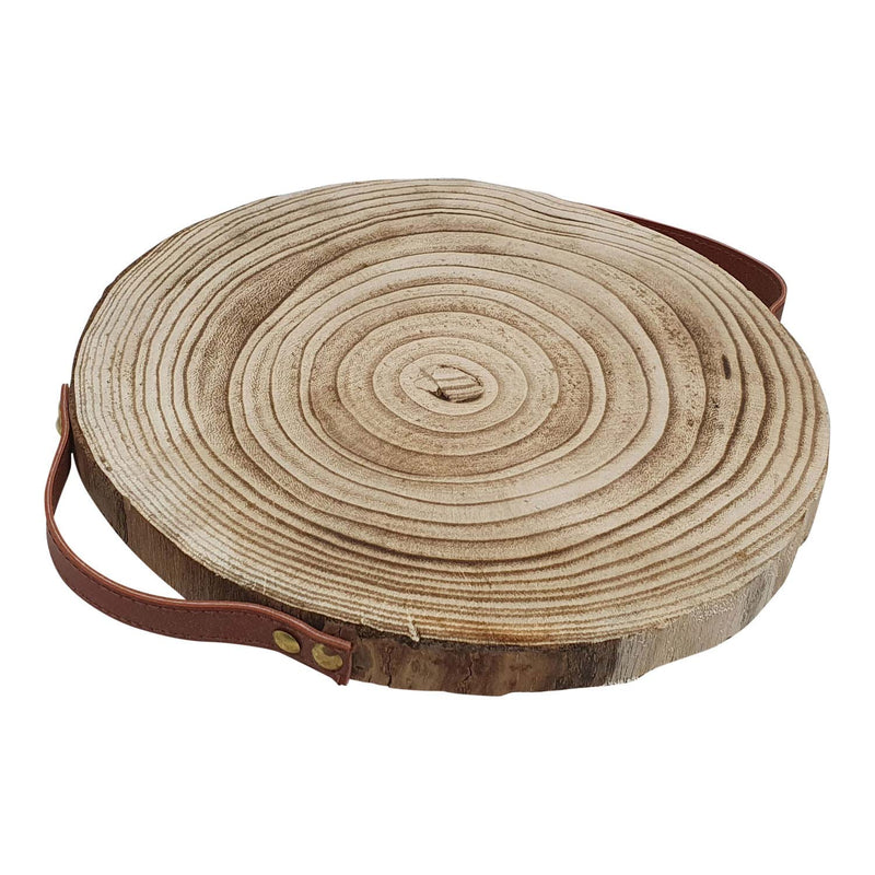 Playwood decoratie boomschijf paulownia hout met leren handvatten