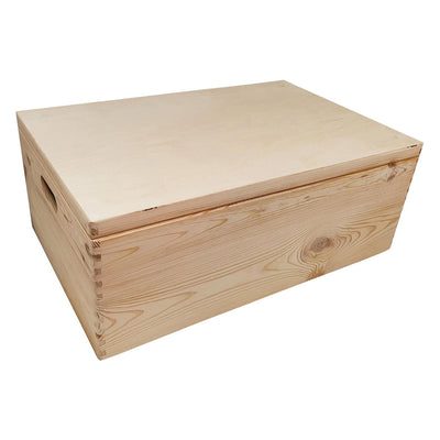 Small foot grenen opbergkist met klepdeksel (40x30x23cm)