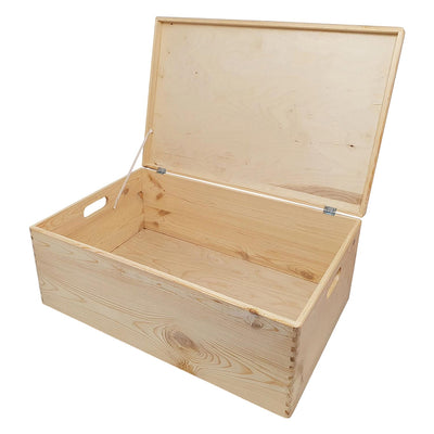 Small foot grenen opbergkist met klepdeksel (40x30x23cm)