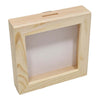 Playwood houten spaarpot plexiglas met witte achterkant klein