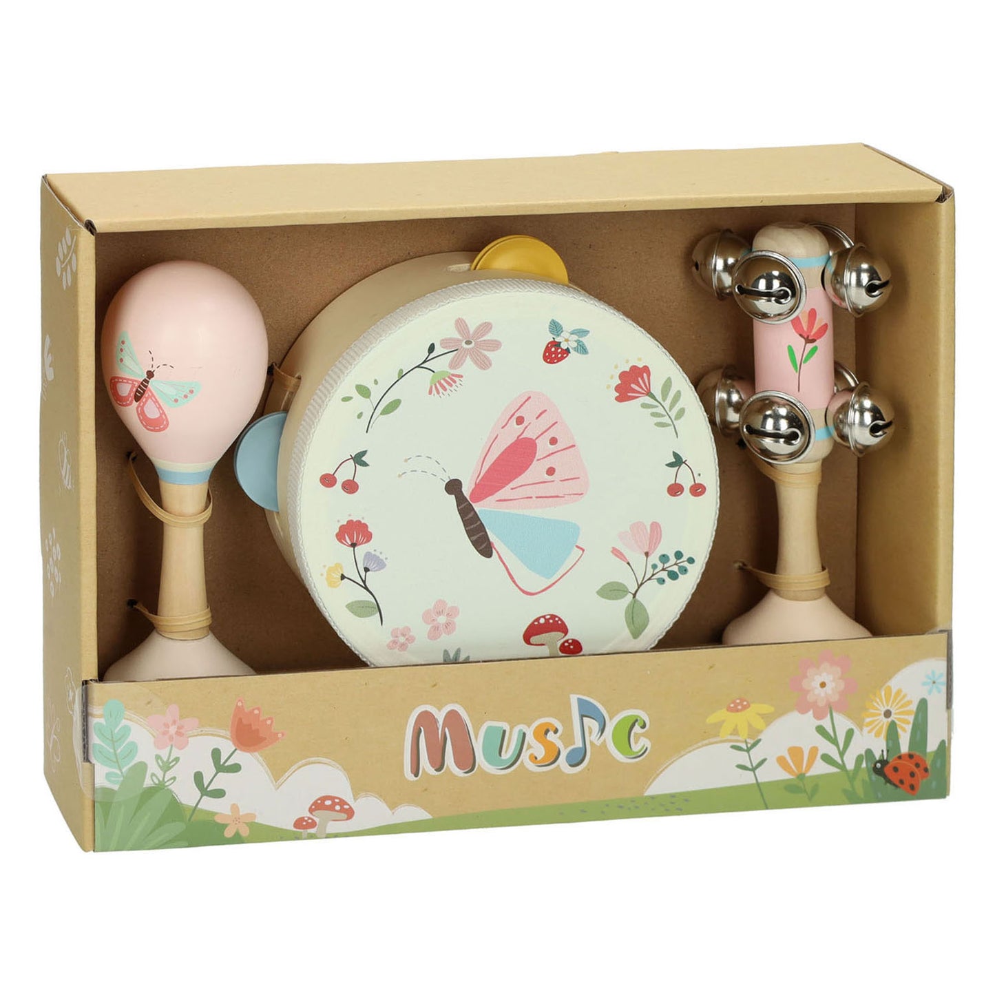 Playwood houten muziekset vlinder - 3dlg.