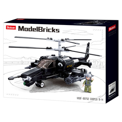 Sluban modelbricks gevechtshelikopter bouwspeelgoed – constructiespeelgoed – bouwset met 330 bouwstenen – m38-b0752 – vanaf 8 jaar