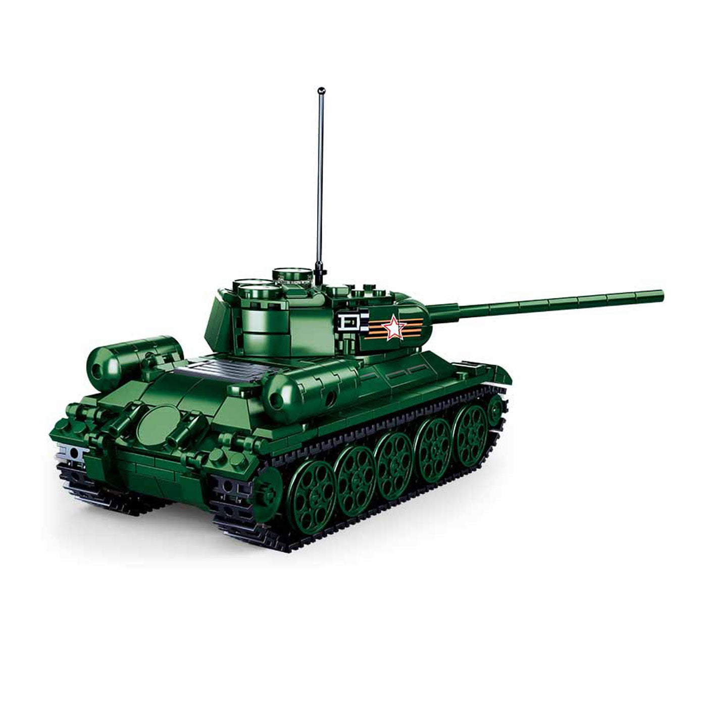 Sluban wwii t-34-85 tank bouwspeelgoed kinderen vanaf 8 jaar – constructiespeelgoed modelbouw – bouwdoos met 497 bouwstenen – m38-b0982
