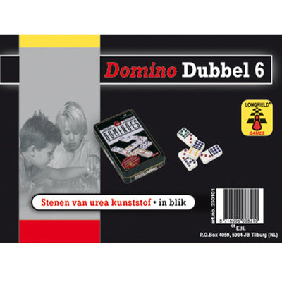Domino dubbel in blik - 28 stenen met gekleurde ogen