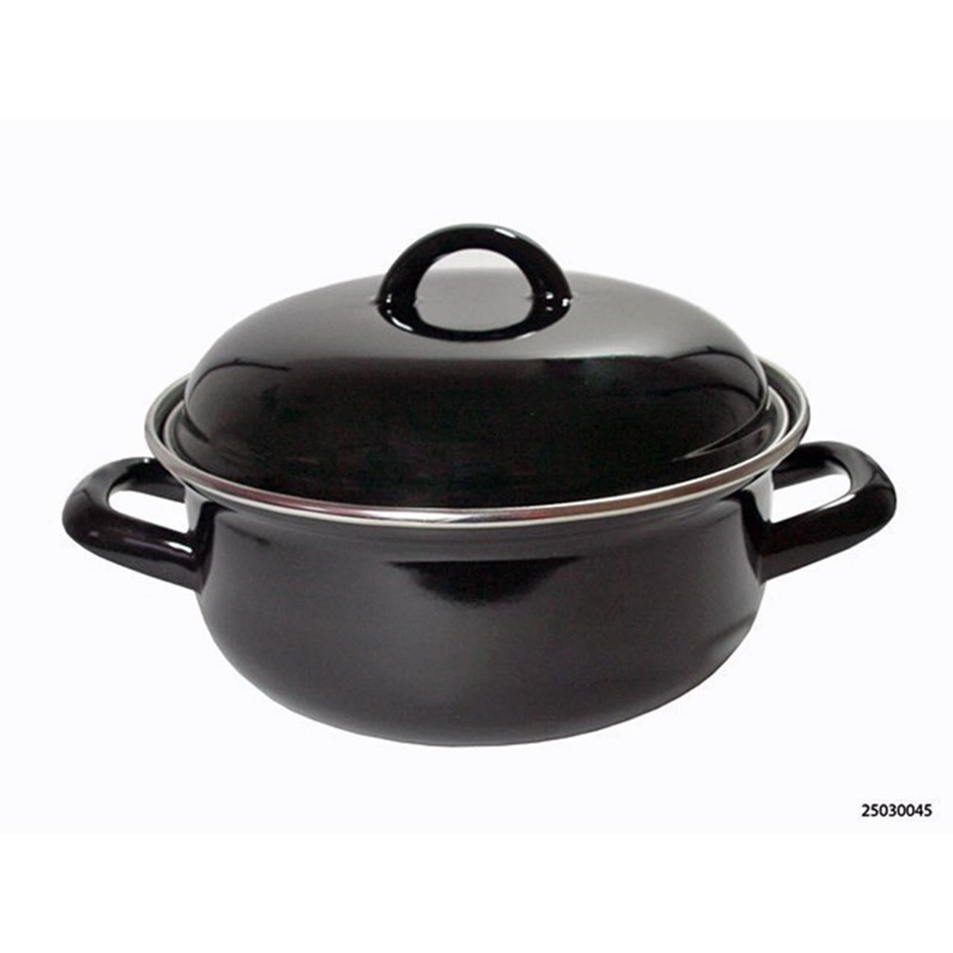 Kitchen tools braadpan emaille zwart 20cm 3 liter