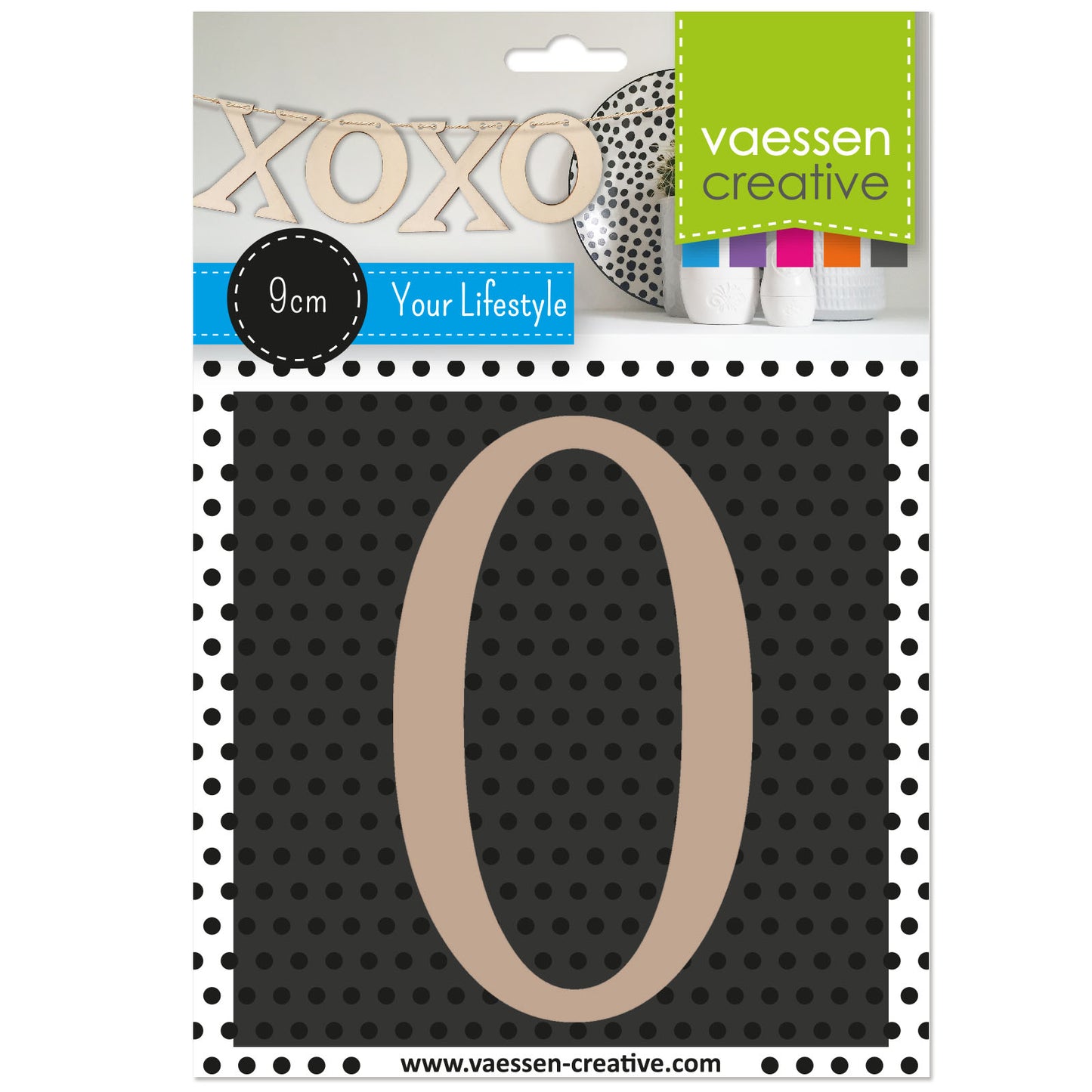 Vaessen creative • houten cijfer 0 9cmx3mm