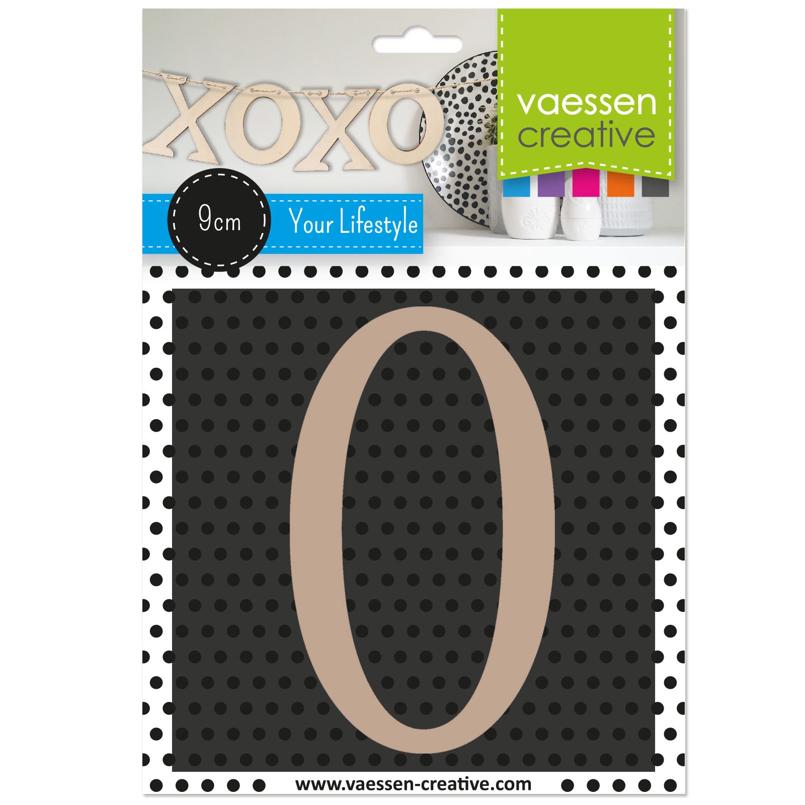 Vaessen creative • houten cijfer 0 9cmx3mm