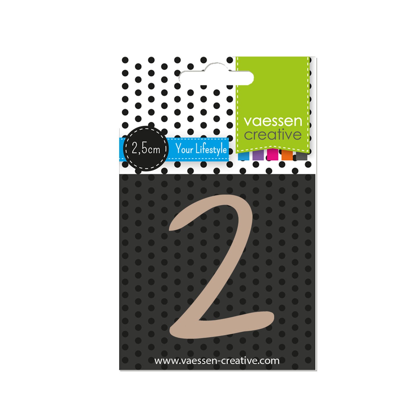 Vaessen creative • houten cijfer 2 2,5cmx3mm