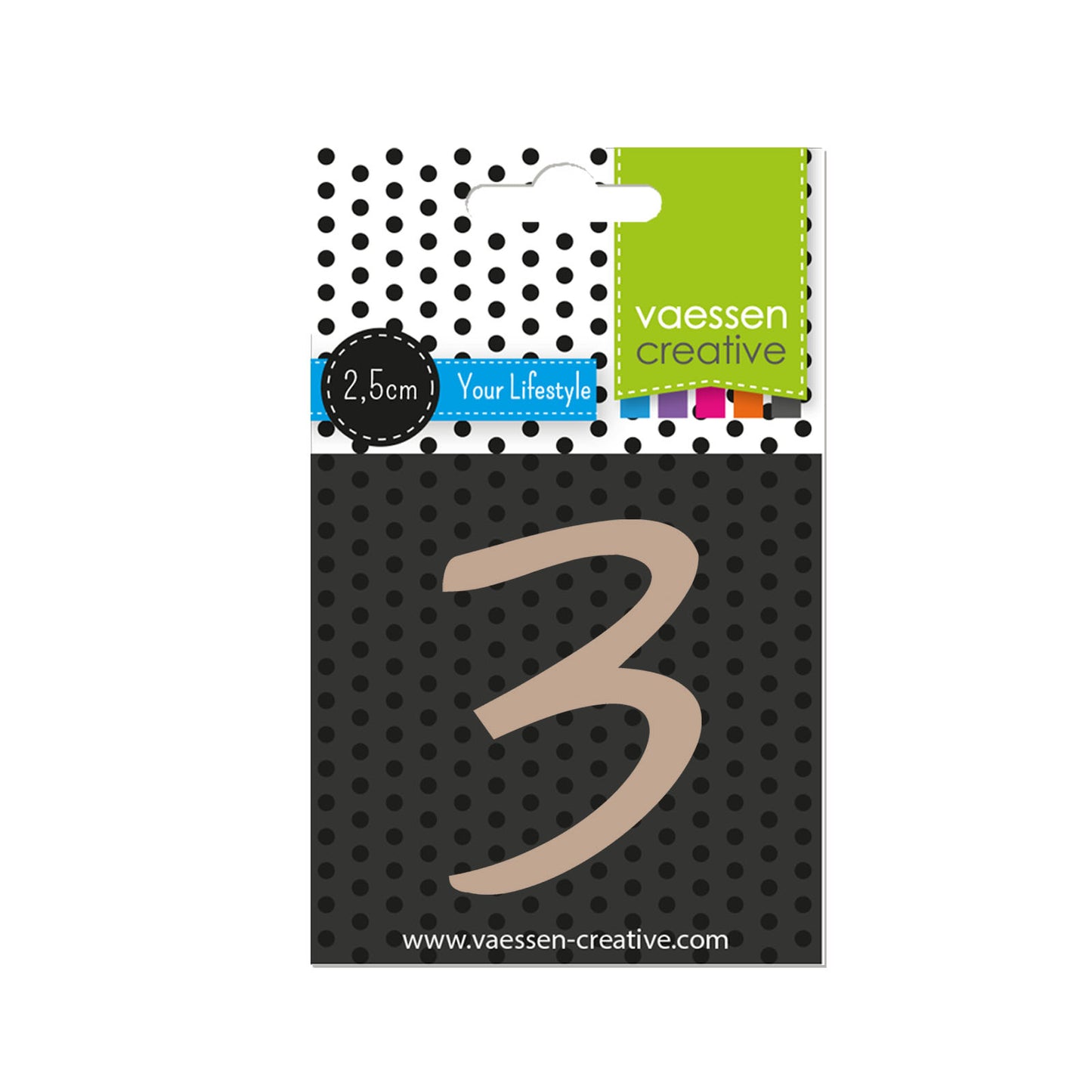 Vaessen creative • houten cijfer 3 2,5cmx3mm
