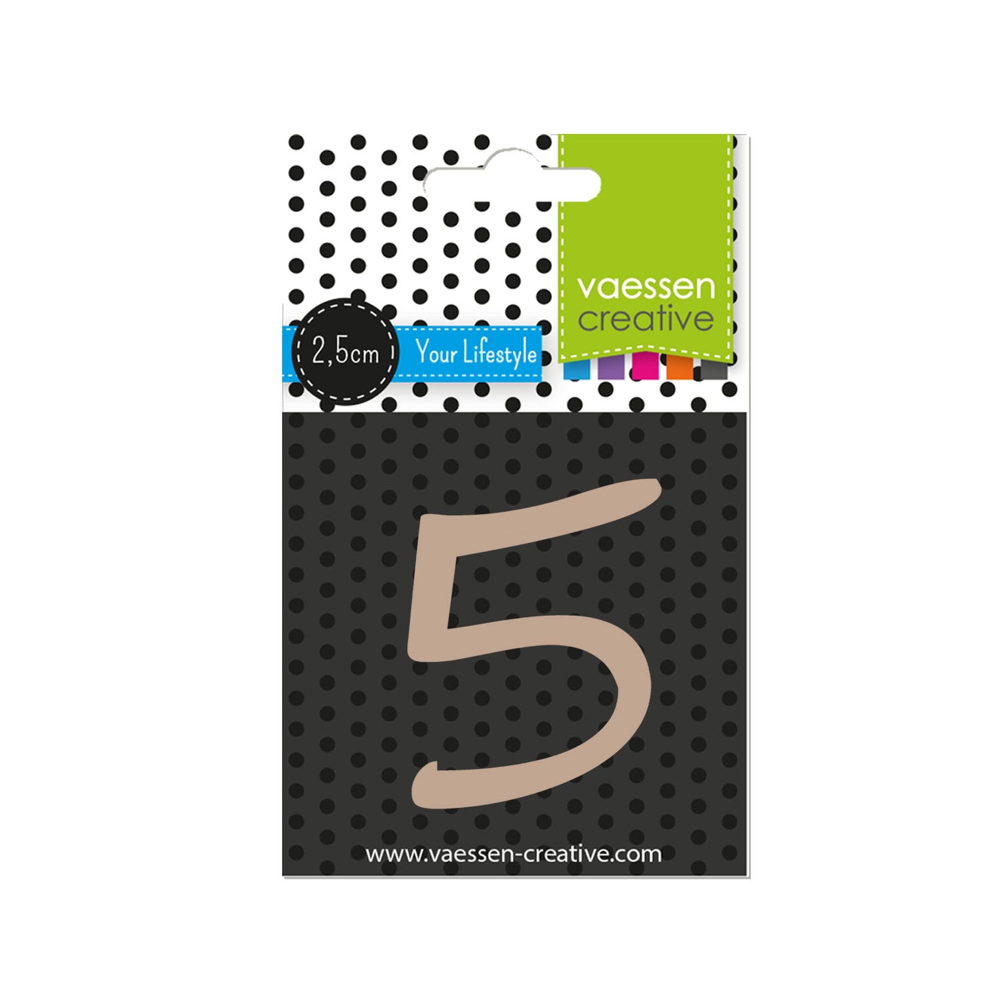 Vaessen creative • houten cijfer 5 2,5cmx3mm