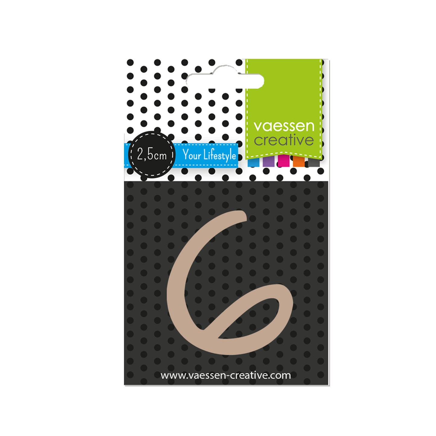 Vaessen creative • houten cijfer 6 2,5cmx3mm