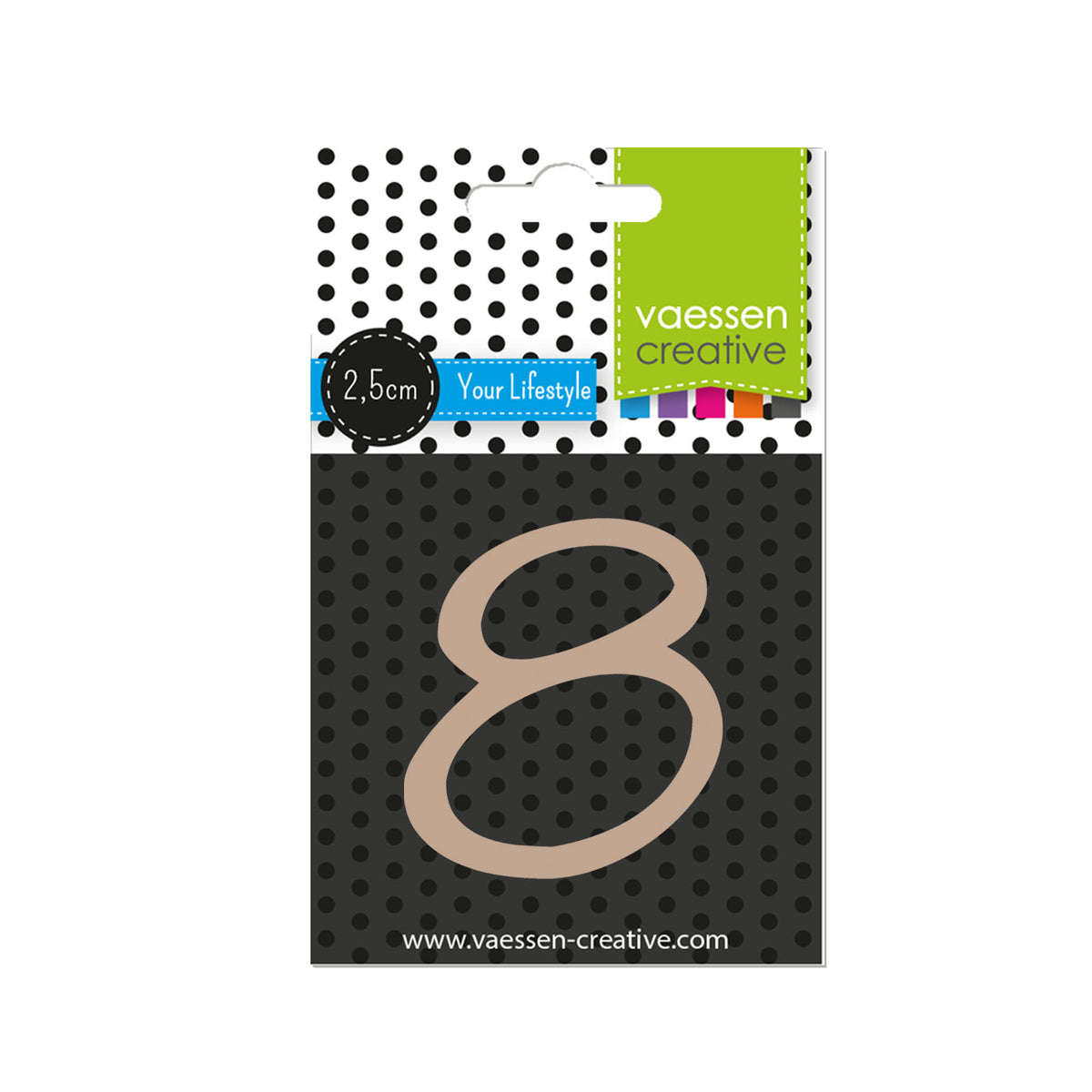 Vaessen creative • houten cijfer 8 2,5cmx3mm