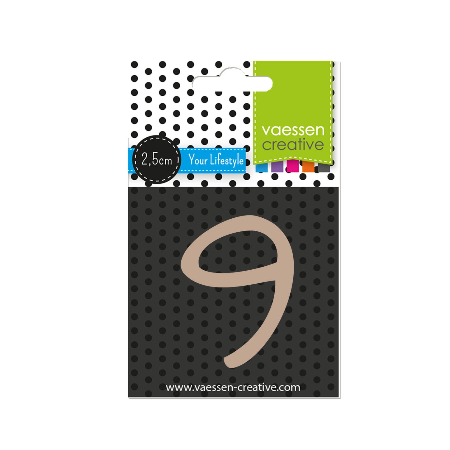 Vaessen creative • houten cijfer 9 2,5cmx3mm