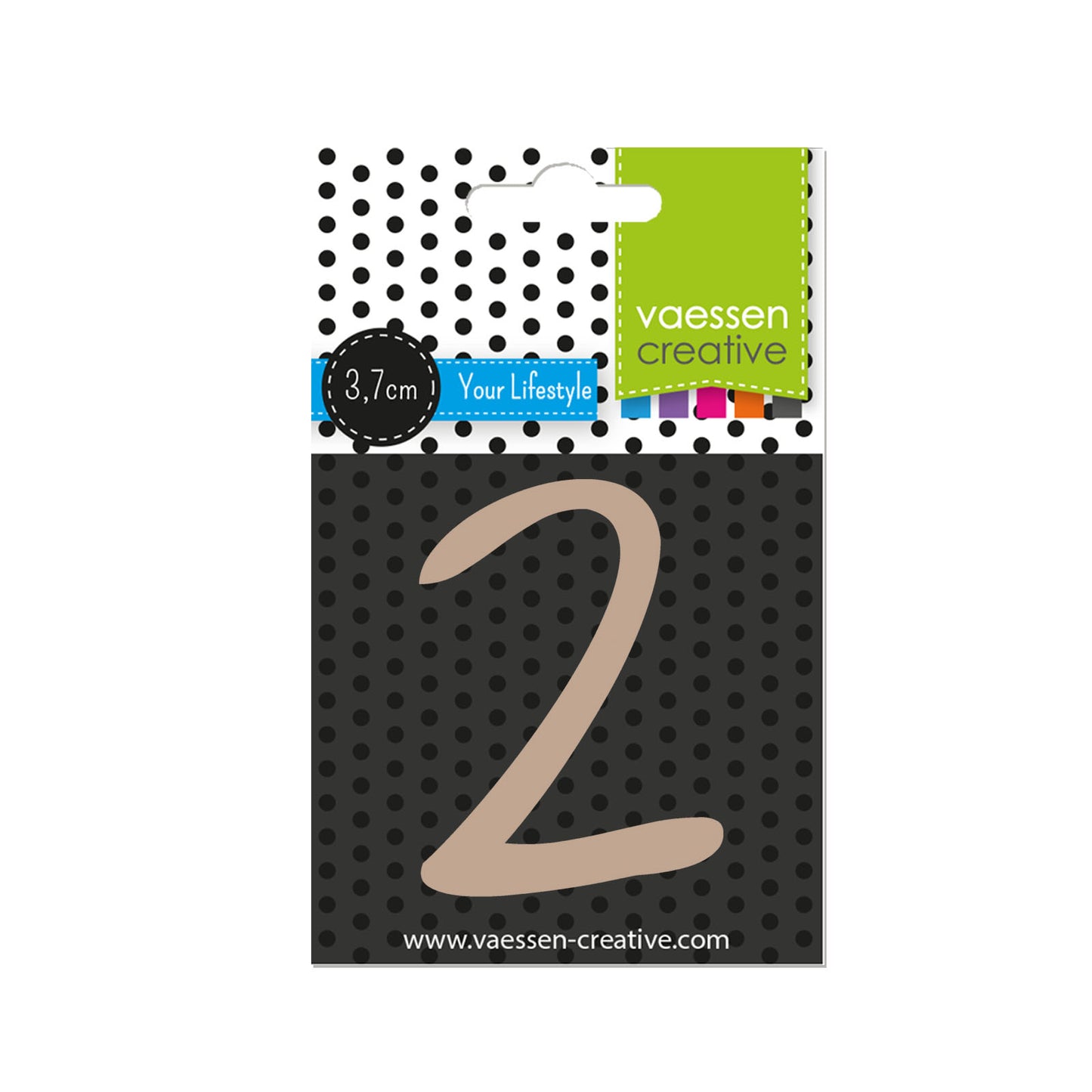 Vaessen creative • houten cijfer 2 3,7cmx3mm