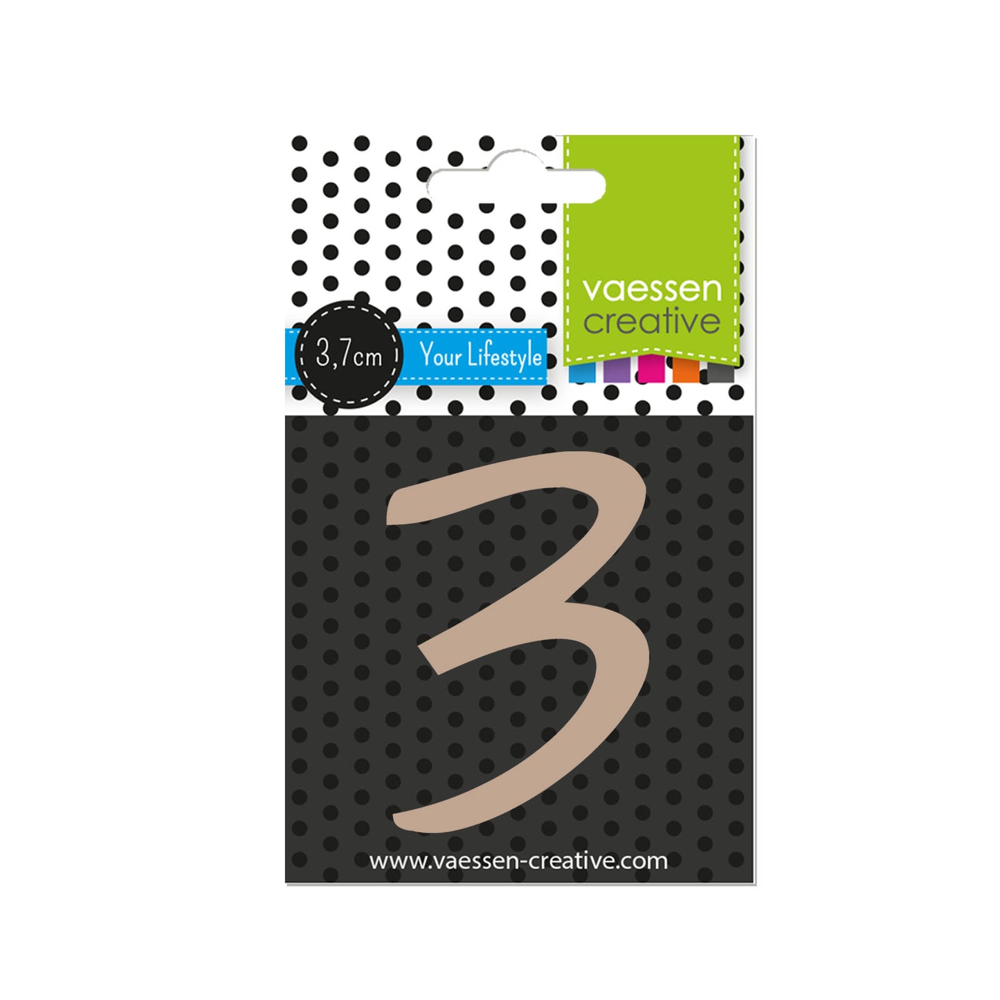 Vaessen creative • houten cijfer 3 3,7cmx3mm