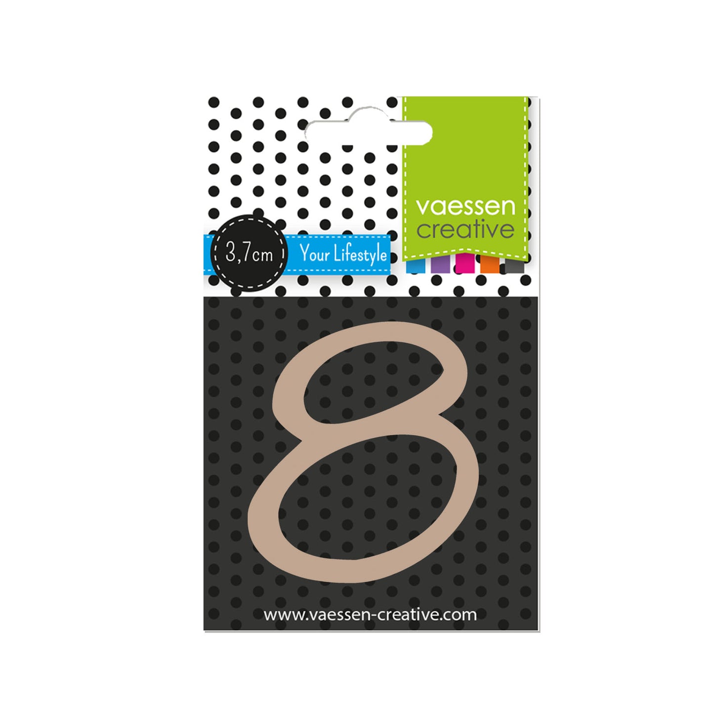 Vaessen creative • houten cijfer 8 3,7cmx3mm