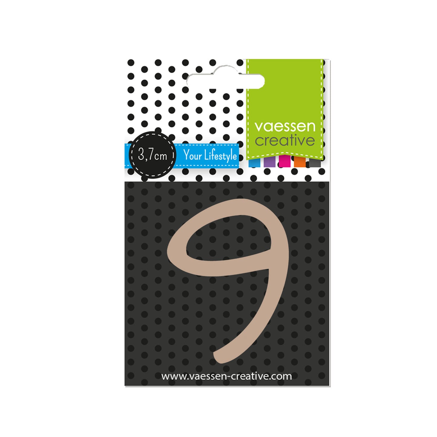 Vaessen creative • houten cijfer 9 3,7cmx3mm