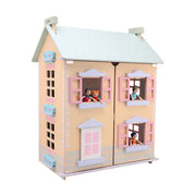 Joueco houten poppenhuis - incl. 15 meubels en 4 poppen - afbeelding 1
