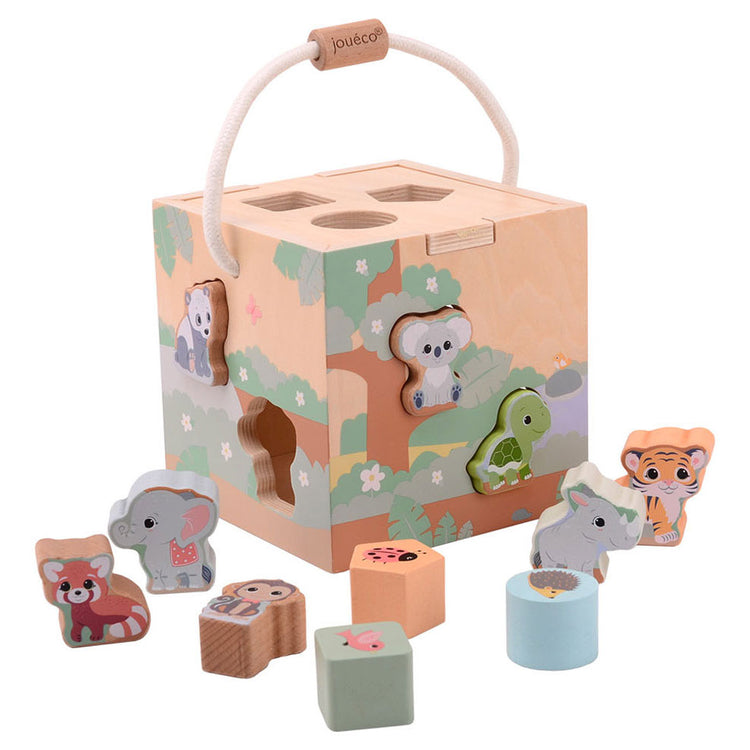 Jouéco vormenstoof the wildies family junior 16 cm hout 12-delig