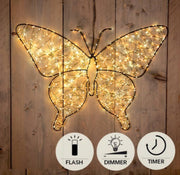 Anna's collection verlichte vlinder 43cm 600led ip44 met flitsfunctie timer dimmer - afbeelding 2