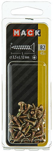 Mack 1017221 - spaanplaatschroef vz kop geelverz.45 st 3,5 x 12 mm | 10 stuks - afbeelding 2