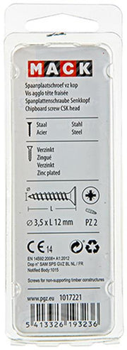 Mack 1017221 - spaanplaatschroef vz kop geelverz.45 st 3,5 x 12 mm | 10 stuks - afbeelding 3