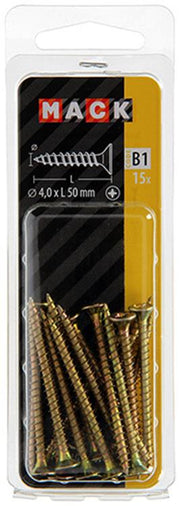 Mack 1017237 - spaanplaatschroef vz kop geelverz.15 st 4,0 x 50 mm | 10 stuks - afbeelding 3
