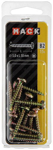 Mack 1017279 - spaanplaatschroef cylkop geelverz.15 st 5,0 x 30 mm | 10 stuks - afbeelding 3