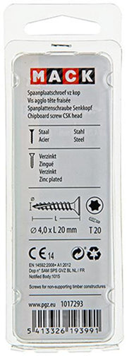 Mack 1017293 - spaanplschr.vzkop-zelfb. geelverz. 30 st 4,0 x 20 mm | 10 stuks - afbeelding 3